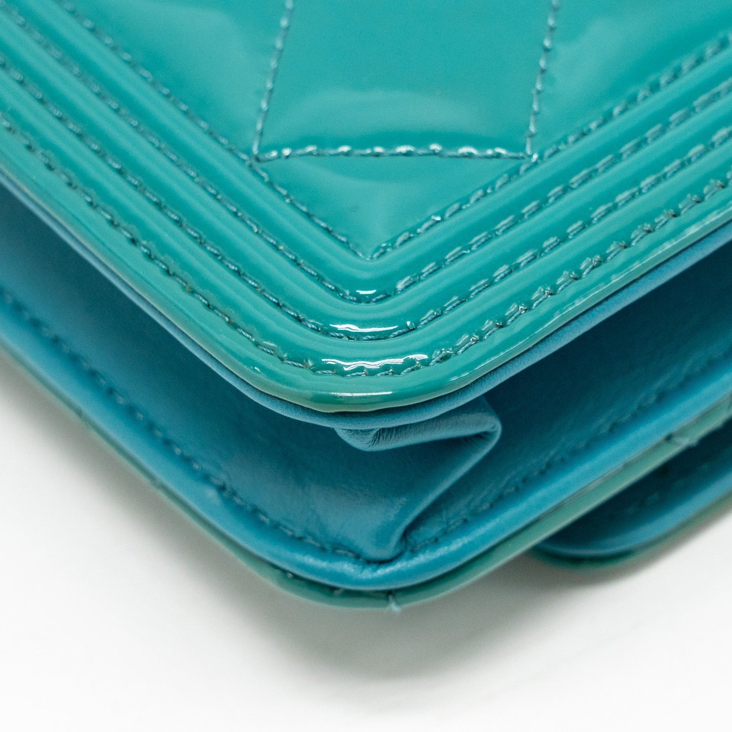 Chanel Boy Wallet on Chain Patent Green