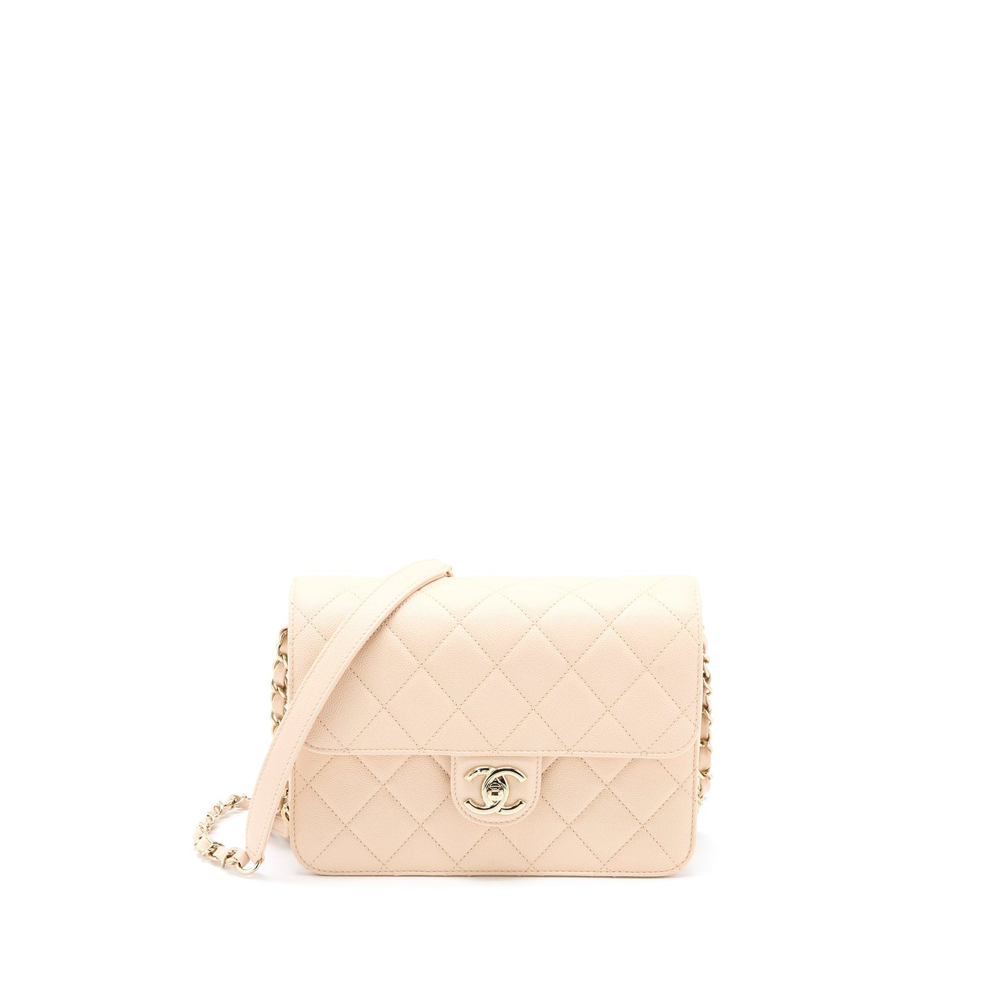 Chanel 21K Crossbody Bag Caviar Light Beige L (Microchip)