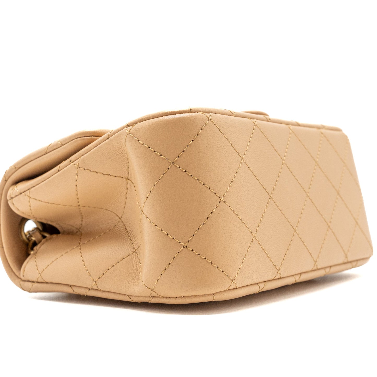 Chanel 23K Pearl Crush mini square Flap bag lambskin beige  (Microchip)