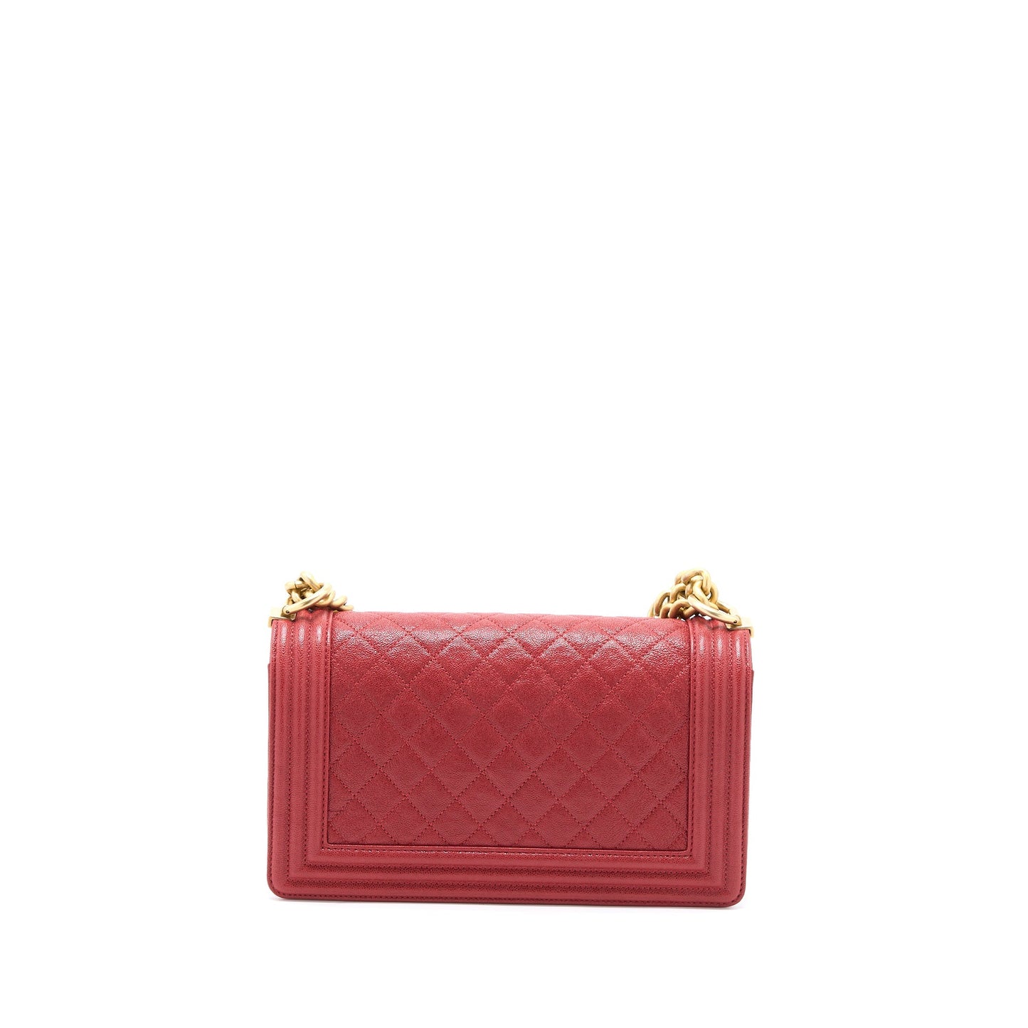 Chanel Medium Boy Bag Grained Calfskin Red Brushed