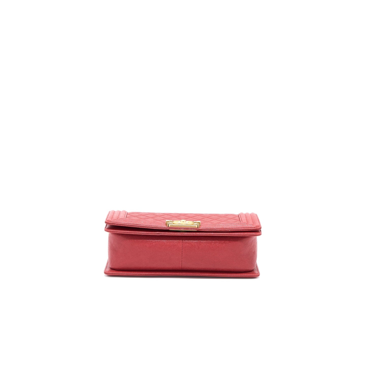 Chanel Medium Boy Bag Grained Calfskin Red Brushed