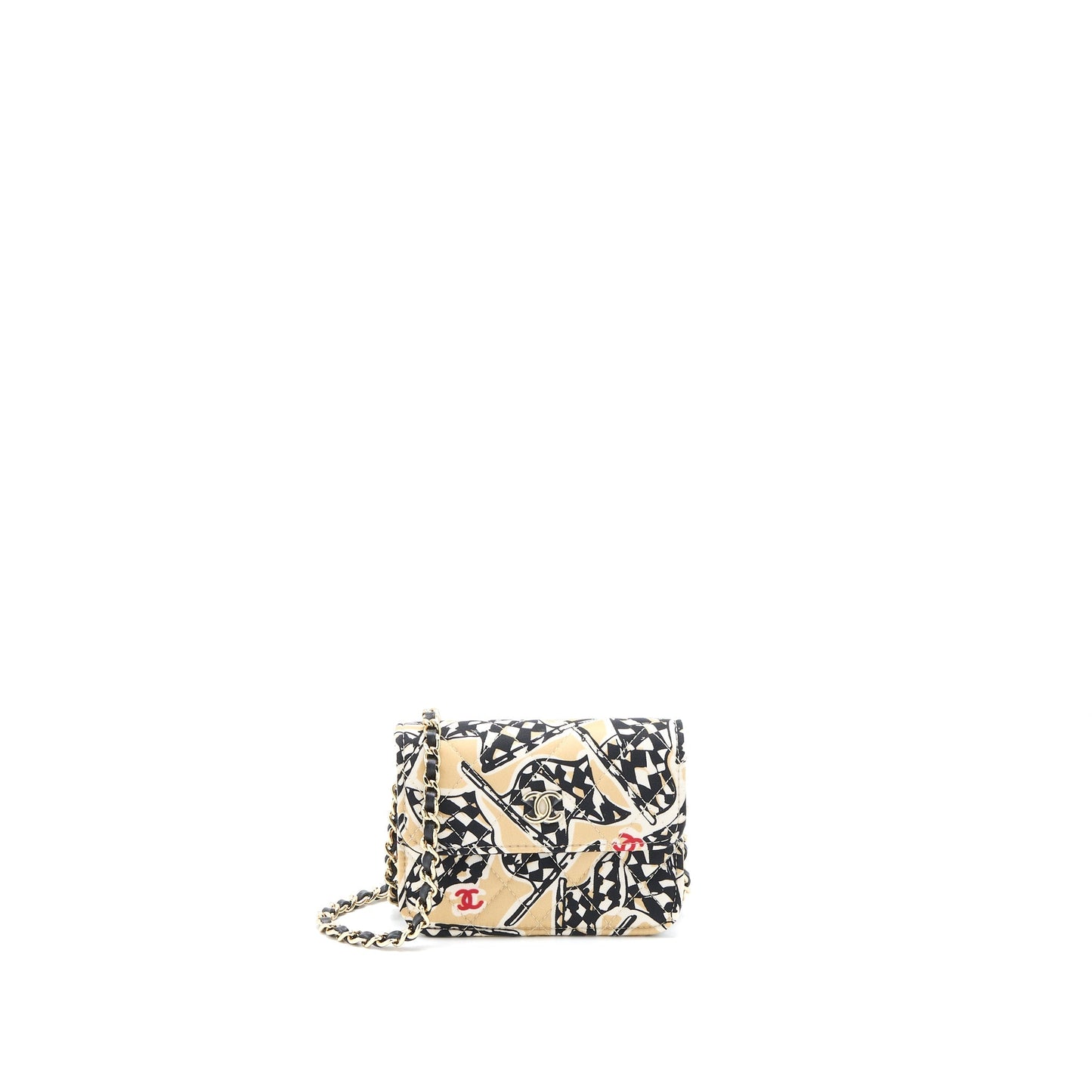 Chanel Mini Flap Bag with Chain Fabric Multicolour L (Microchip)