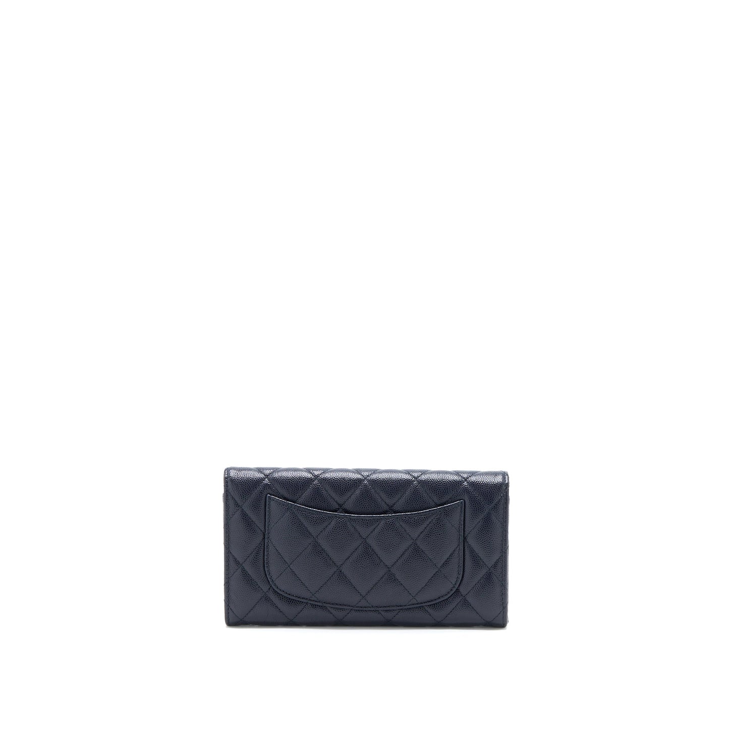 Chanel Classic Flap Long Wallet Caviar Dark Blue L