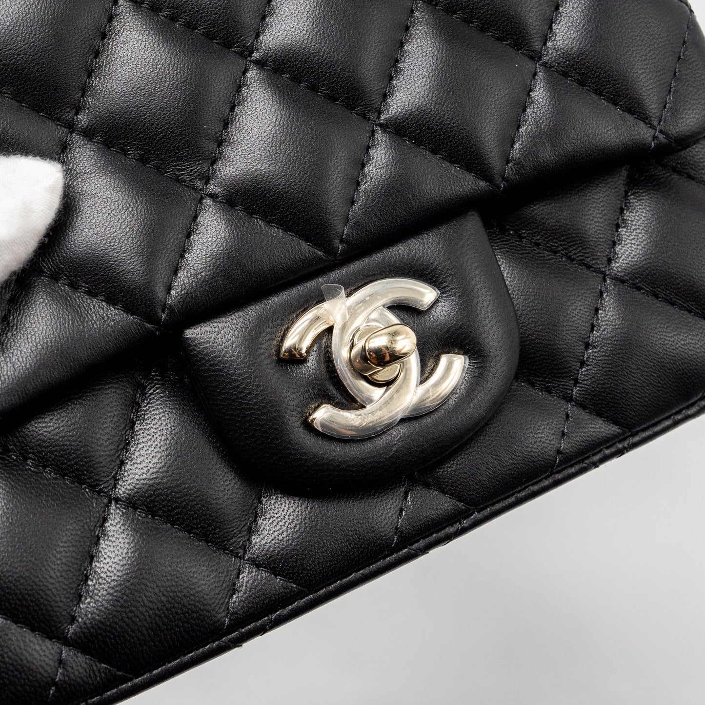 Chanel mini square flap bag lambskin black L (microchip)