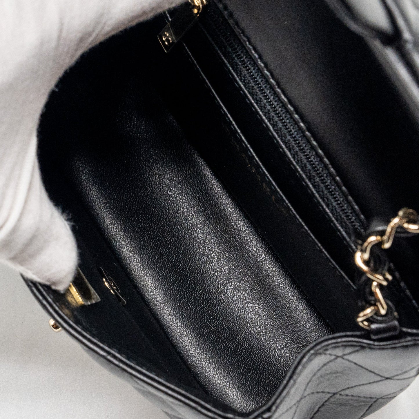 Chanel mini square flap bag lambskin black L (microchip)