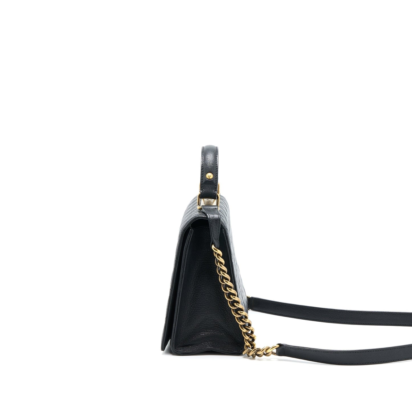 Chanel Rita Top Handle Flap Bag Grained Goatskin Black Brushed