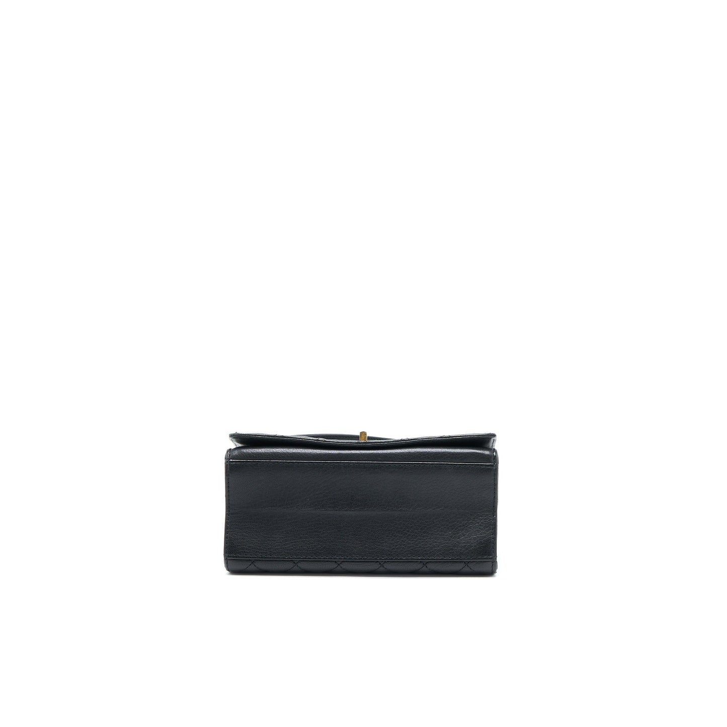 Chanel Rita Top Handle Flap Bag Grained Goatskin Black Brushed