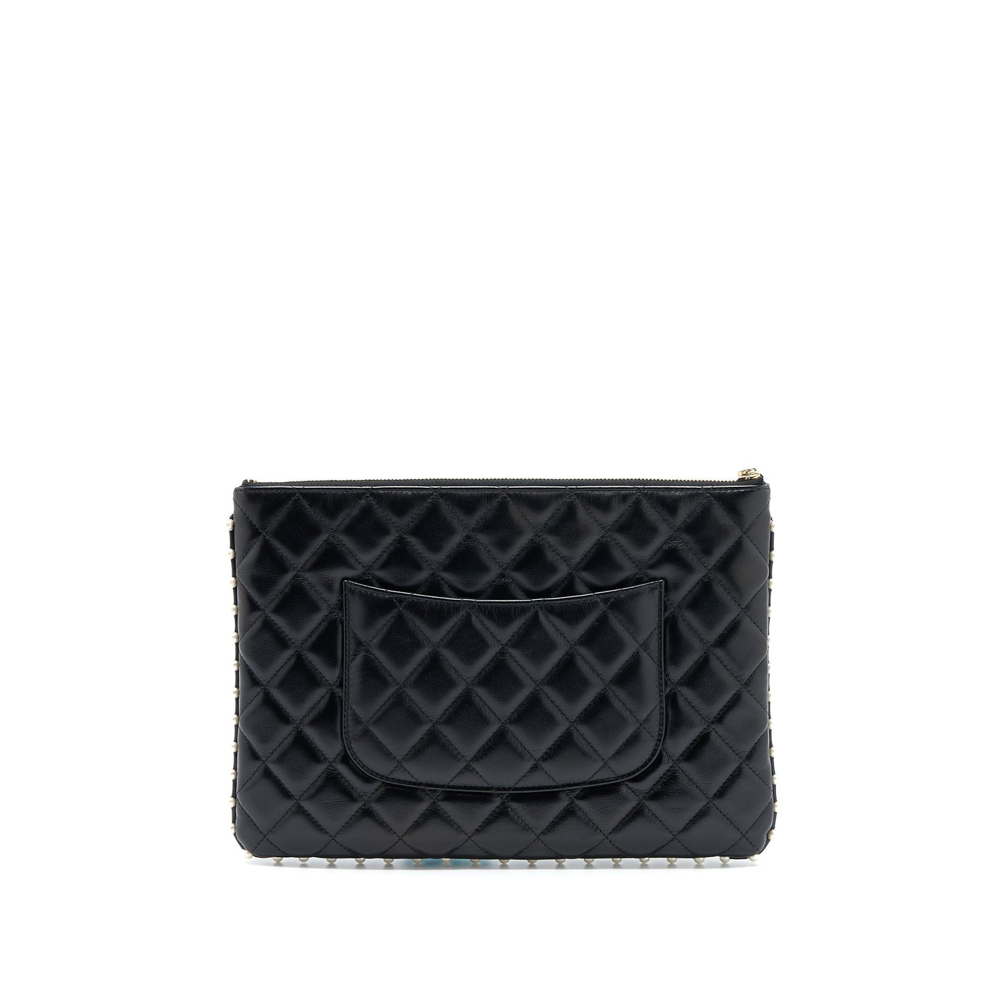 Chanel O-Case Pouch Pearl/Aged Calfskin Black L