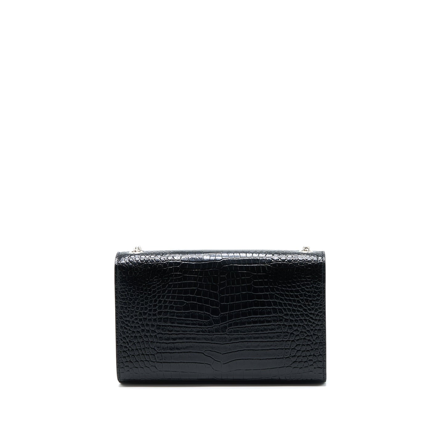 Saint Laurent Kate with Tassel Chain Purse Crocodile-Embossed Calfskin Black