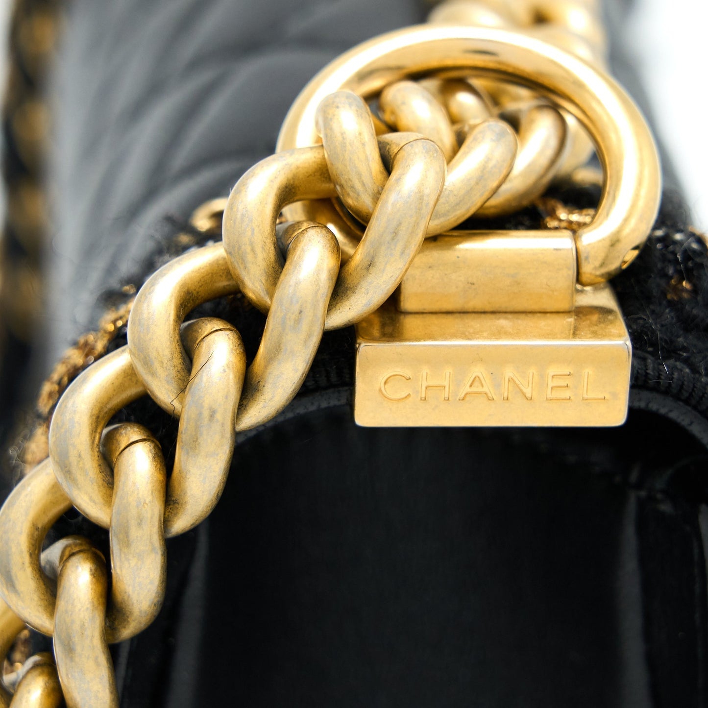 Chanel Small Jacket Boy Bag Lambskin/Tweed Black