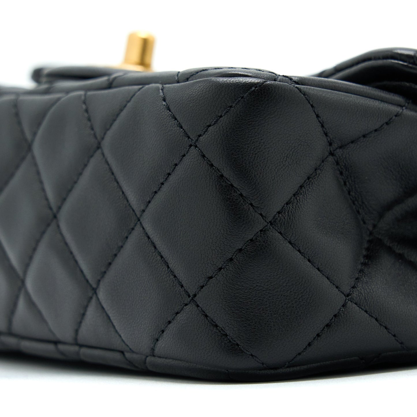 Chanel Pearl Crush Mini Rectangular Lambskin Black With  (Microchip)