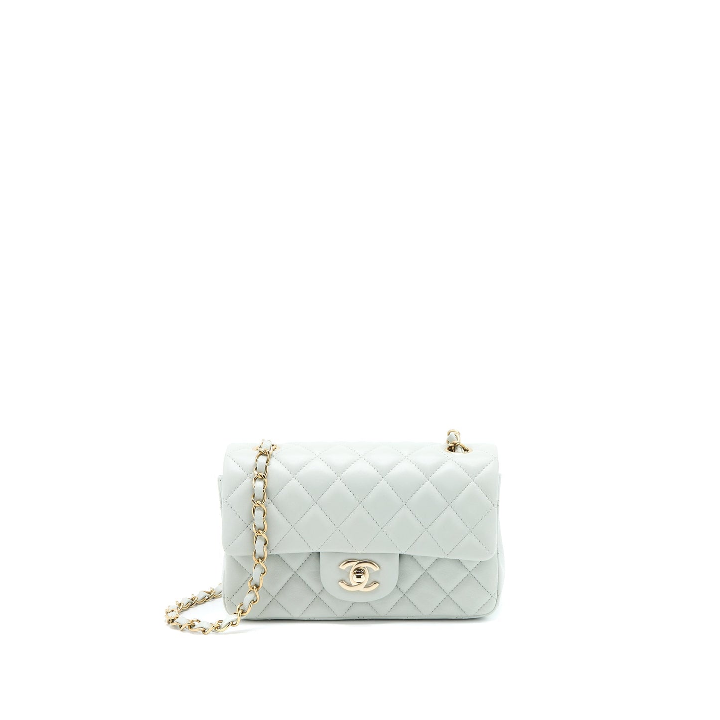Chanel 23C Mini Rectangular Flap Bag Lambskin Light Grey L (Microchip)