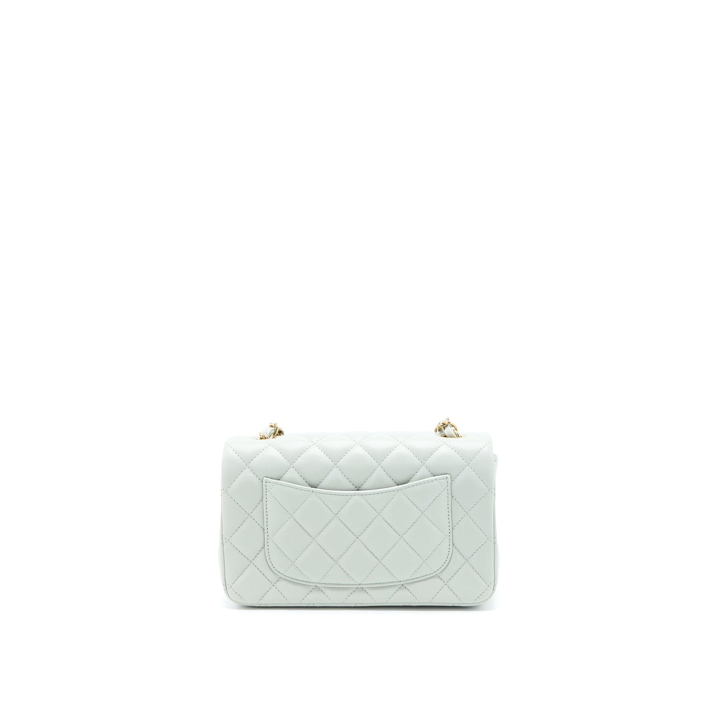Chanel 23C Mini Rectangular Flap Bag Lambskin Light Grey L (Microchip)