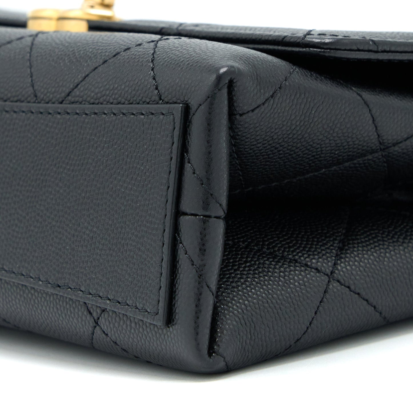 Chanel Detail Chain Flap Bag Grained Calfskin Black  (Microchip)
