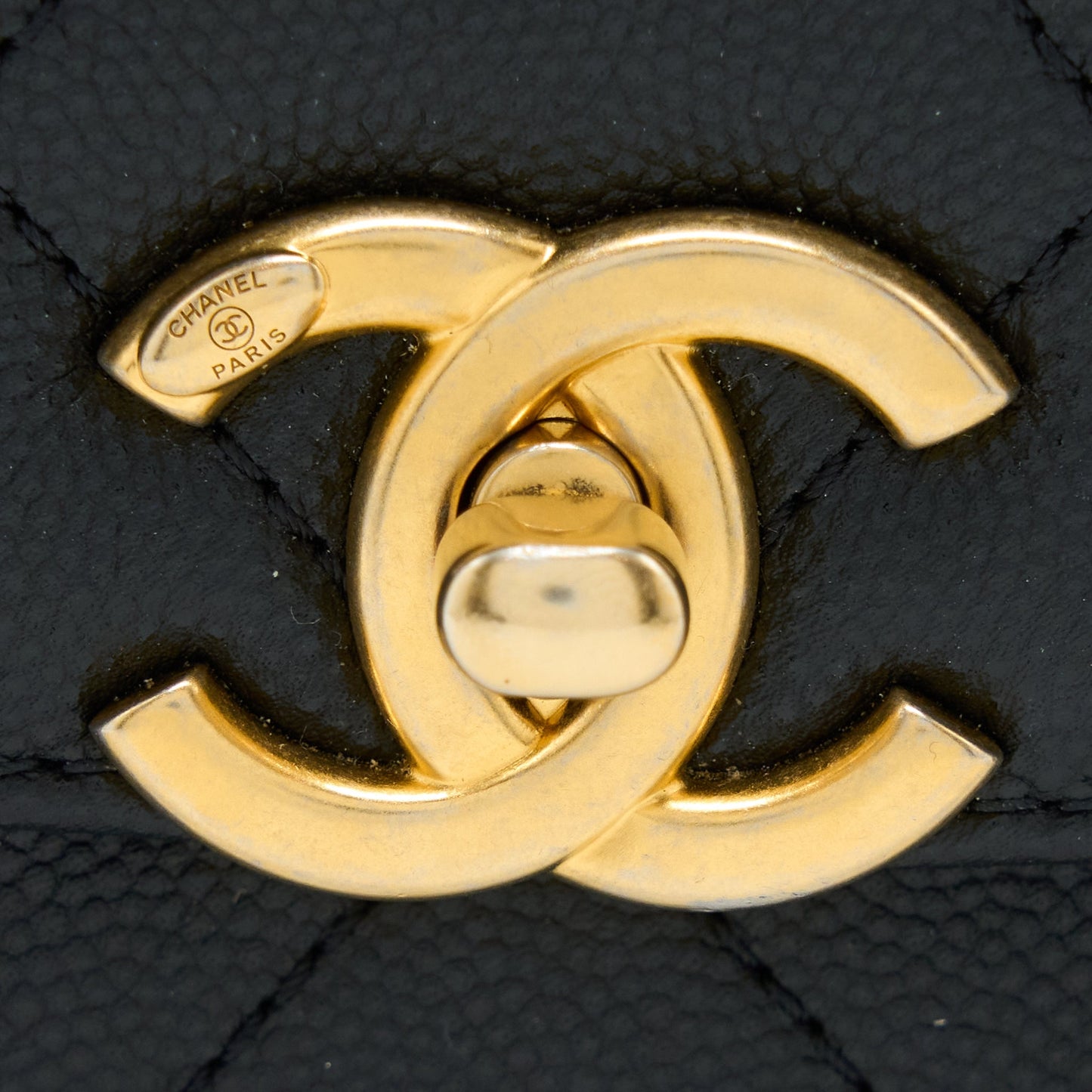Chanel Detail Chain Flap Bag Grained Calfskin Black  (Microchip)