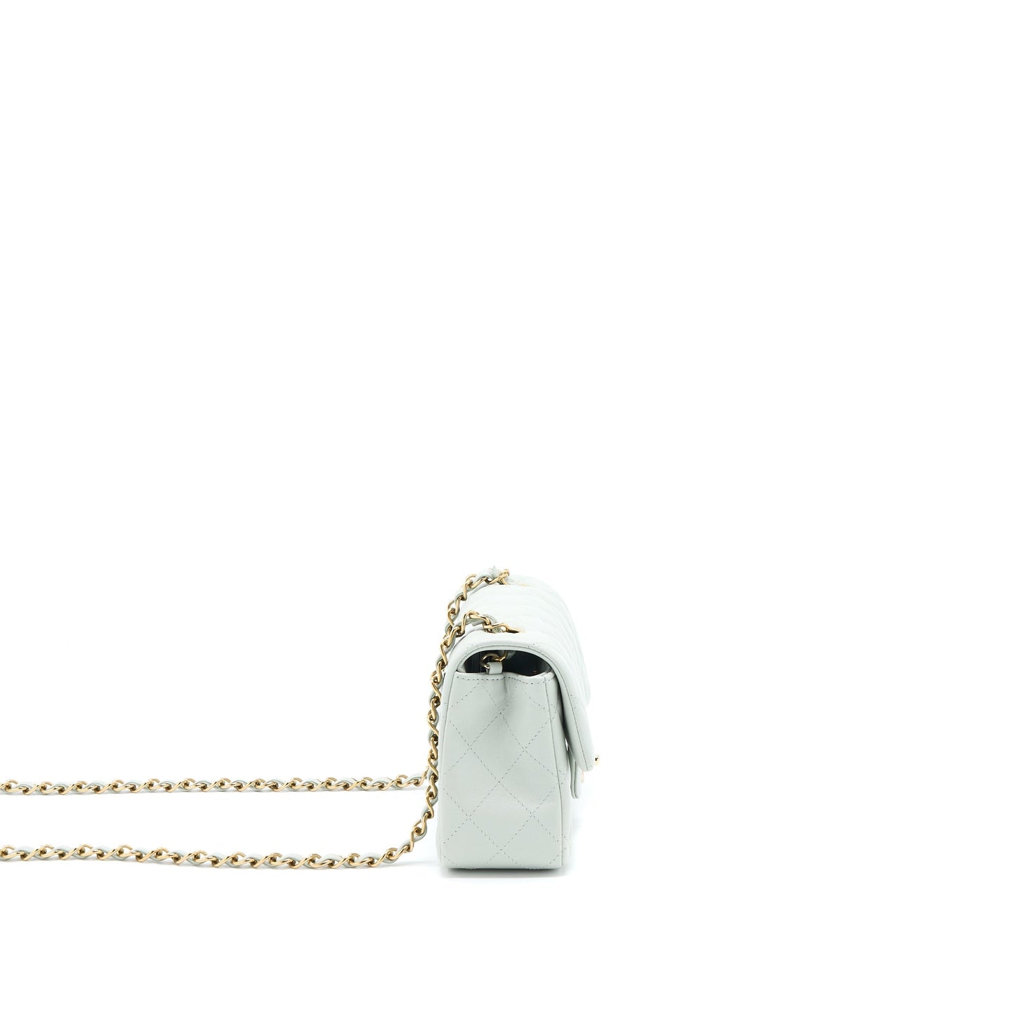 Chanel 23C Mini Rectangular Flap Bag Lambskin Light Grey L (Microchip)