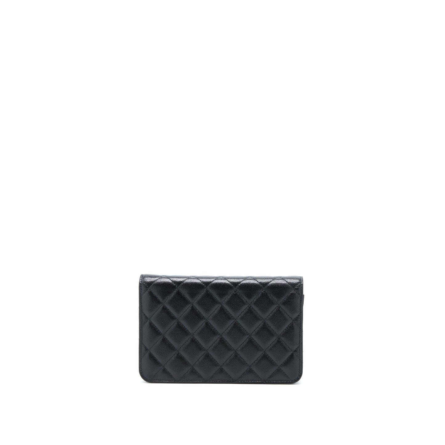 Chanel 22B Detail CC Logo Wallet On Chain Caviar Black L (Microchip)