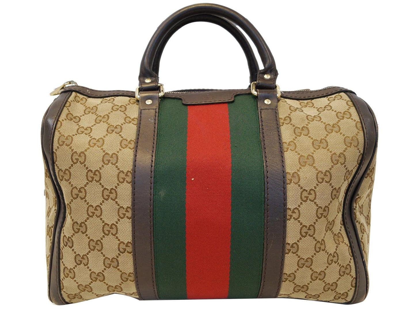 GUCCI   Web Medium Original GG Boston Bag with Signature Web
