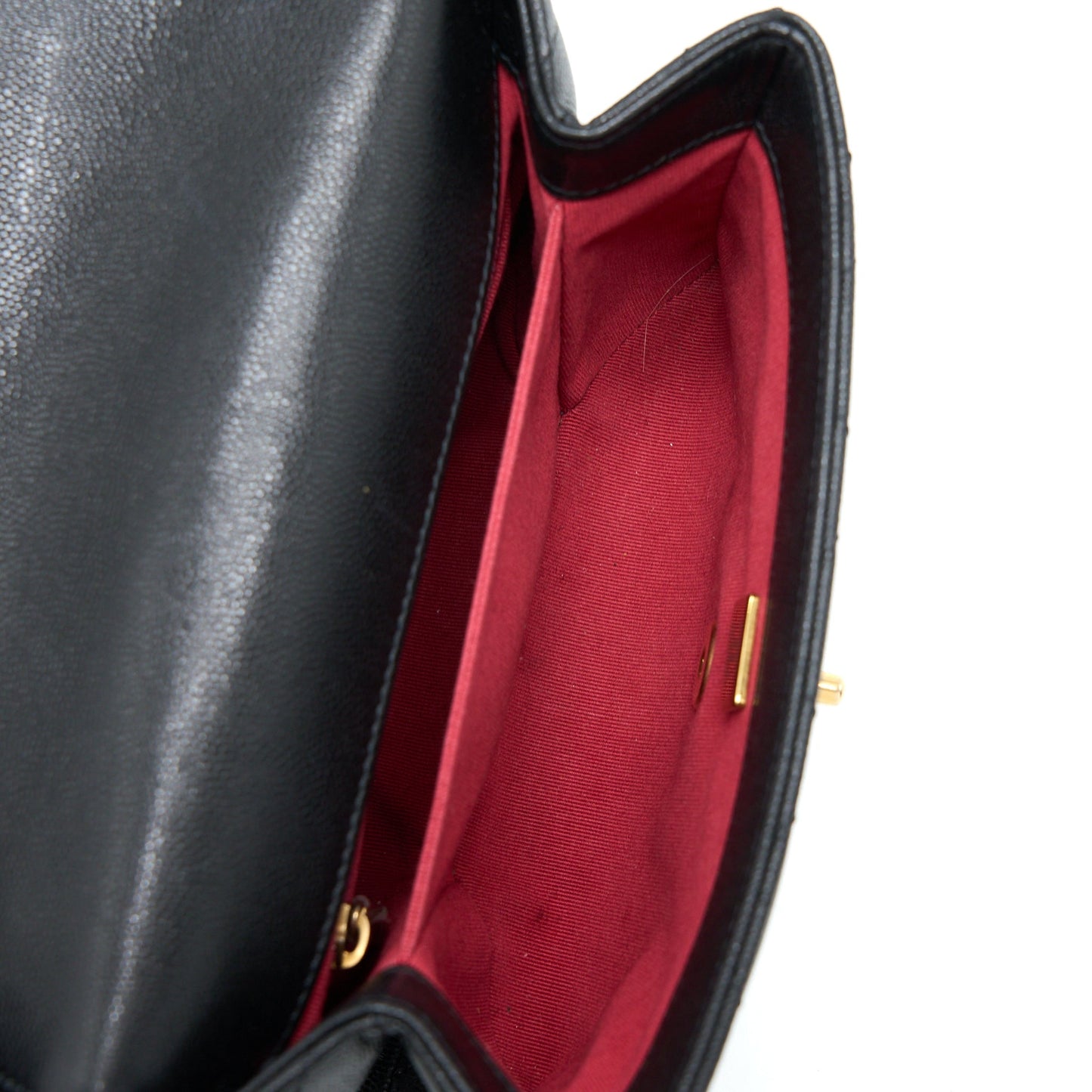 Chanel Detail Chain Flap Bag Grained Calfskin Black  (Microchip)