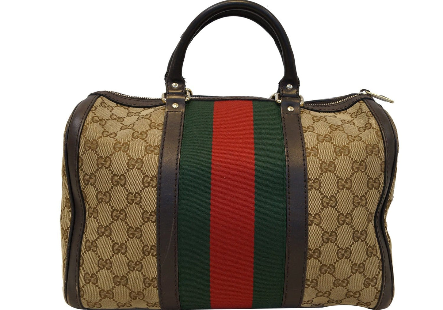 GUCCI   Web Medium Original GG Boston Bag with Signature Web