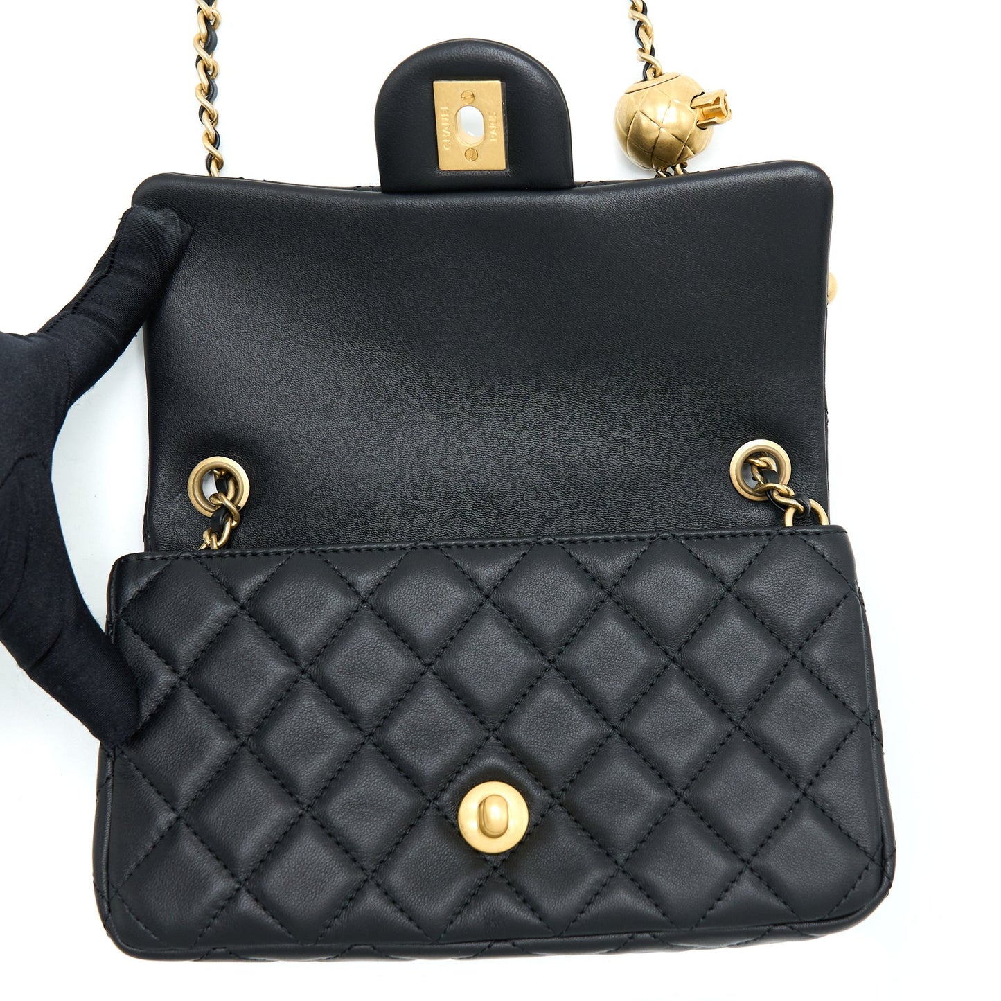 Chanel Pearl Crush Mini Rectangular Lambskin Black With  (Microchip)