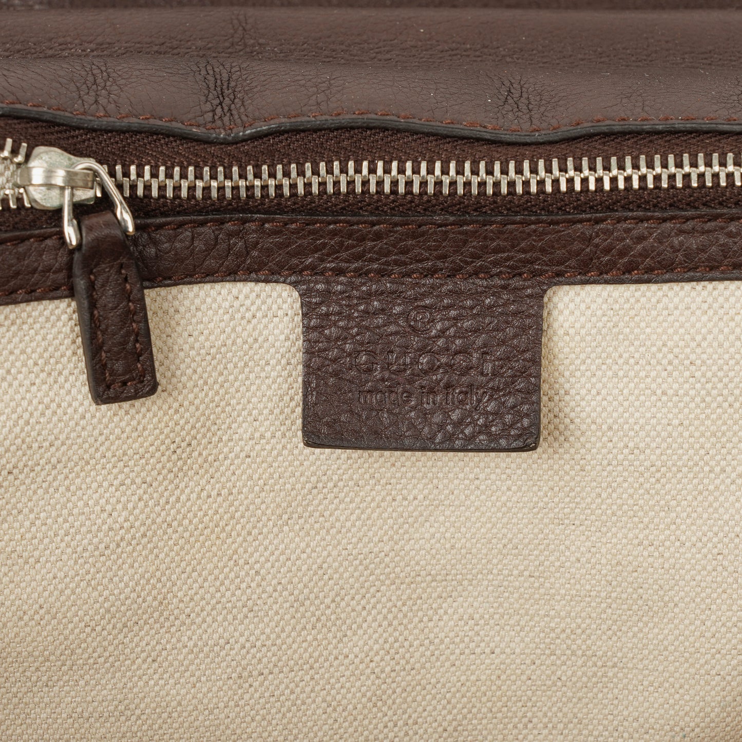 Gucci New Bamboo Top Handle Beige/Ebony GG Canvas and Leather Bag