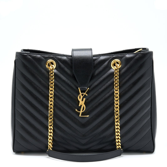 Saint Laurent/ Chevron Tote Purse Black