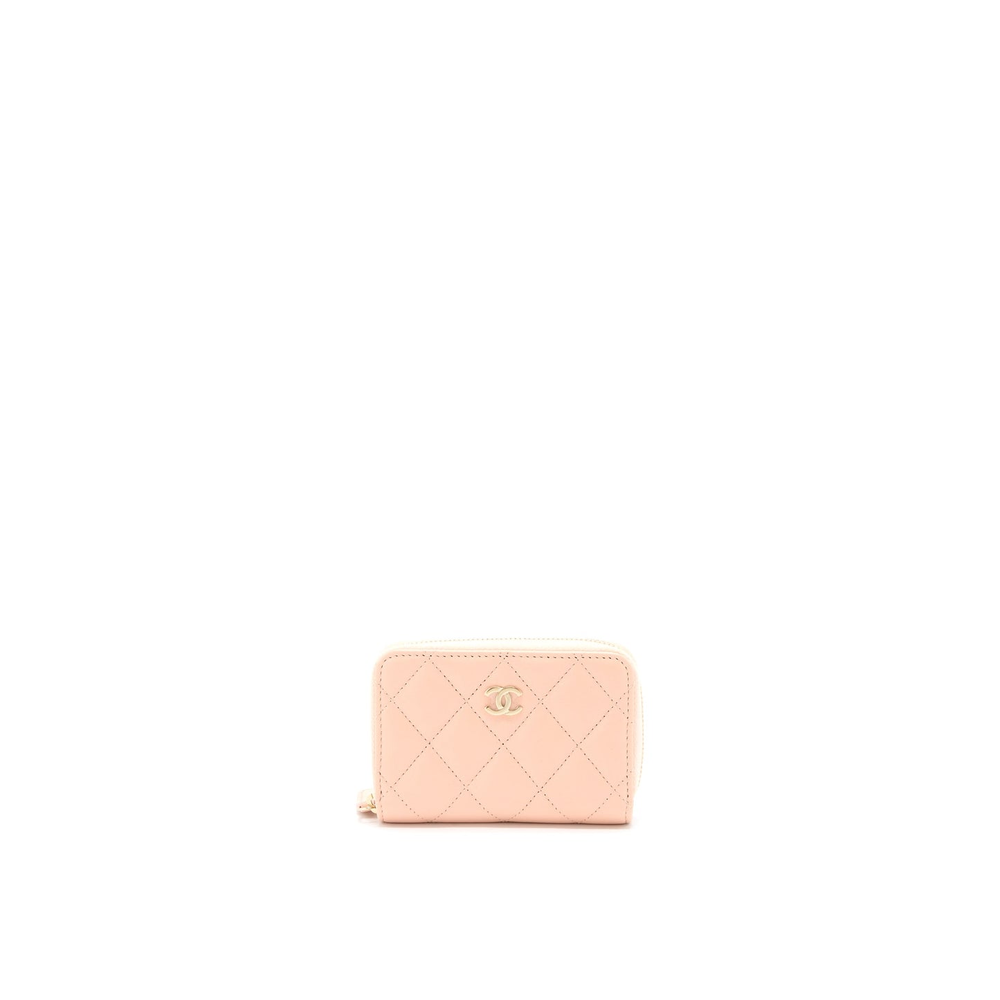 Chanel Zip Card Holder Lambskin Light Pink L