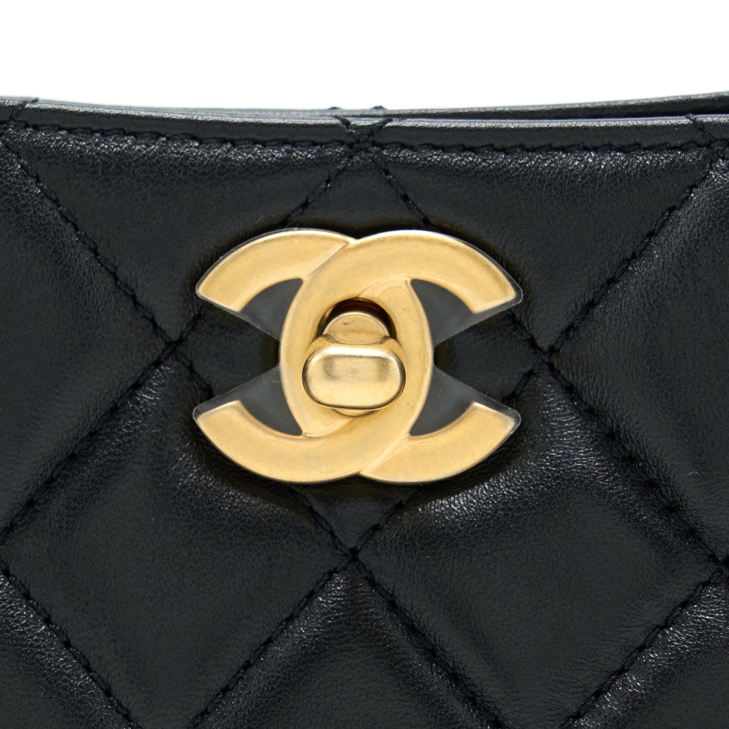 Chanel 22B Pearl Crush Hobo Bag Lambskin Black With  (Microchip)