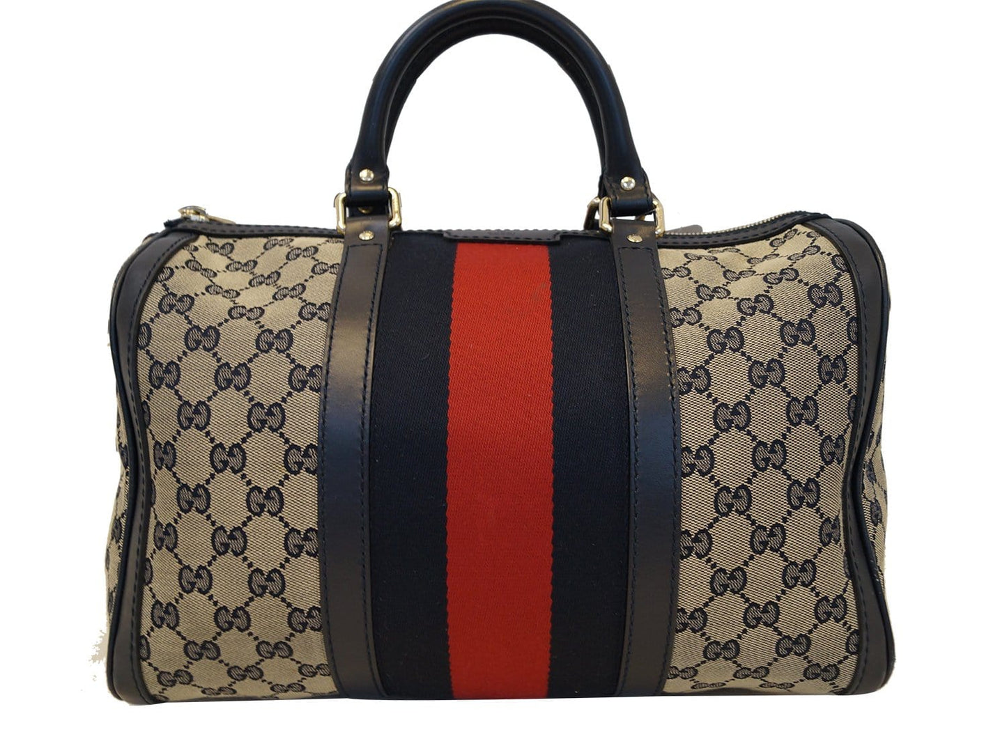 GUCCI   Web Medium Original GG Boston Bag with Signature Web
