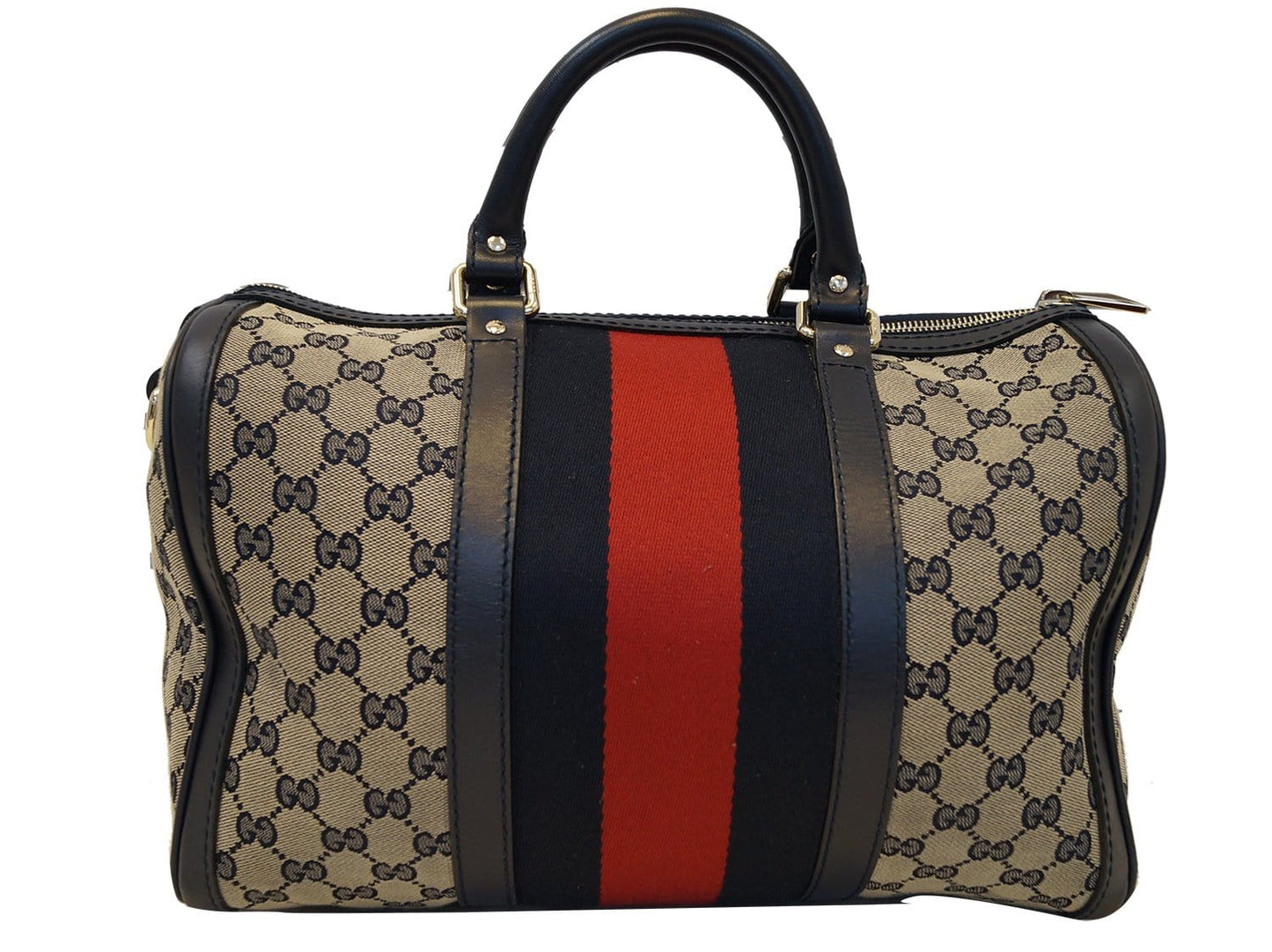 GUCCI   Web Medium Original GG Boston Bag with Signature Web