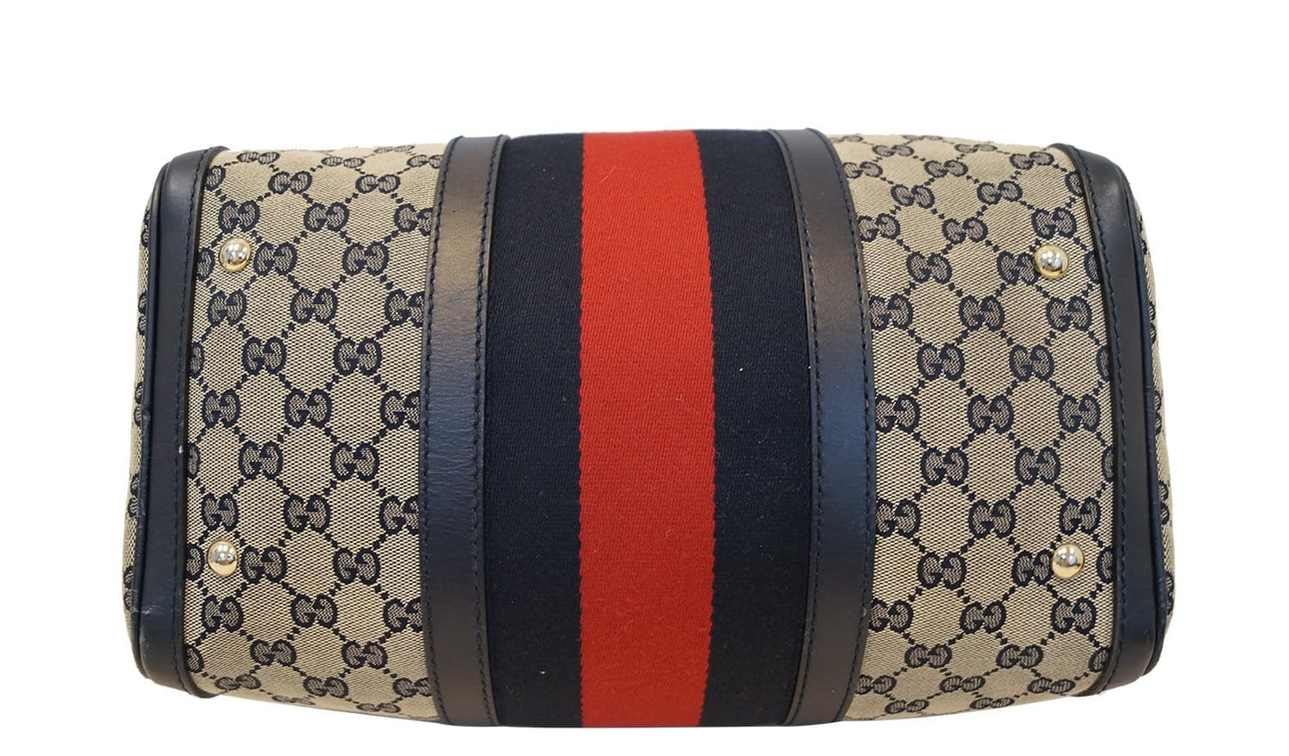 GUCCI   Web Medium Original GG Boston Bag with Signature Web