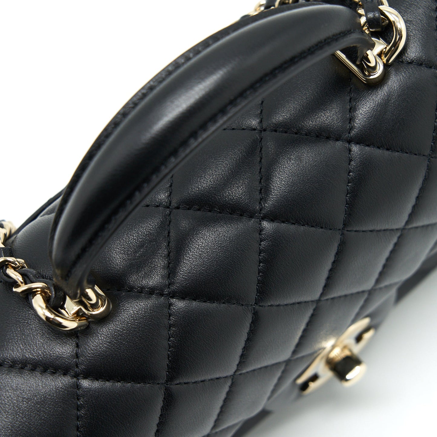 Chanel 22P Top Handle Mini Rectangular Flap Bag Lambskin Black L