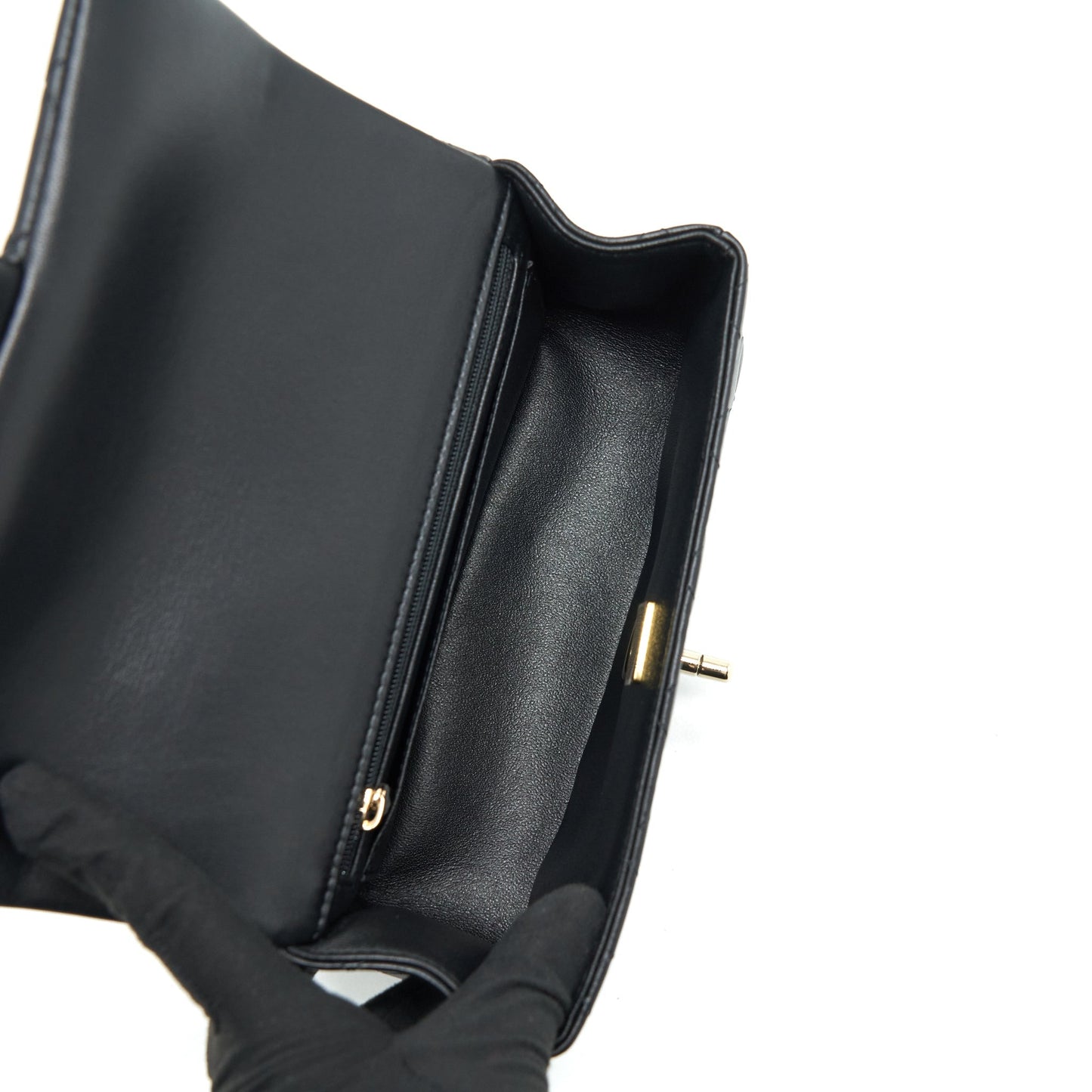 Chanel 22P Top Handle Mini Rectangular Flap Bag Lambskin Black L