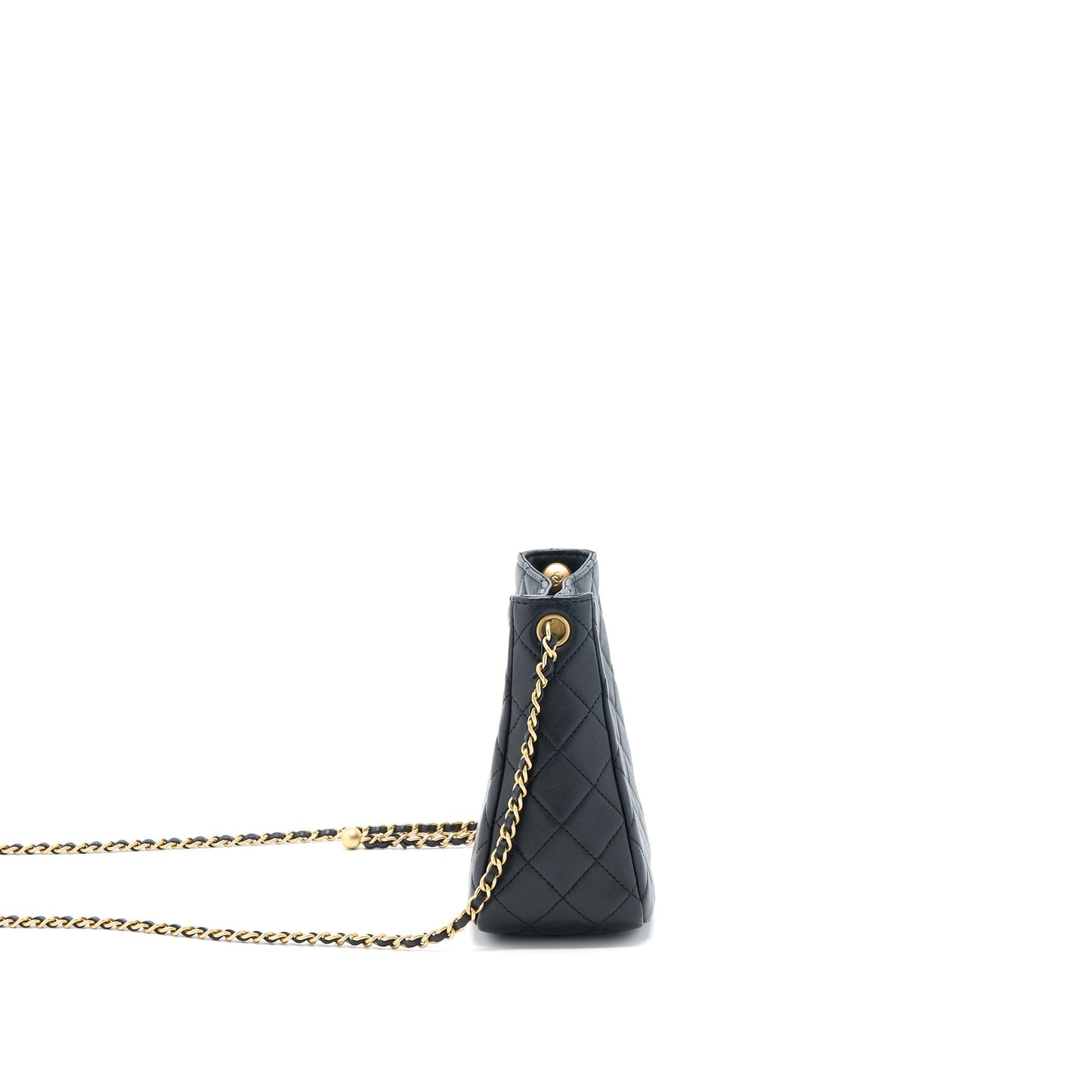 Chanel 23C Pearl Crush Hobo Bag Lambskin Black Brushed  (Microchip)