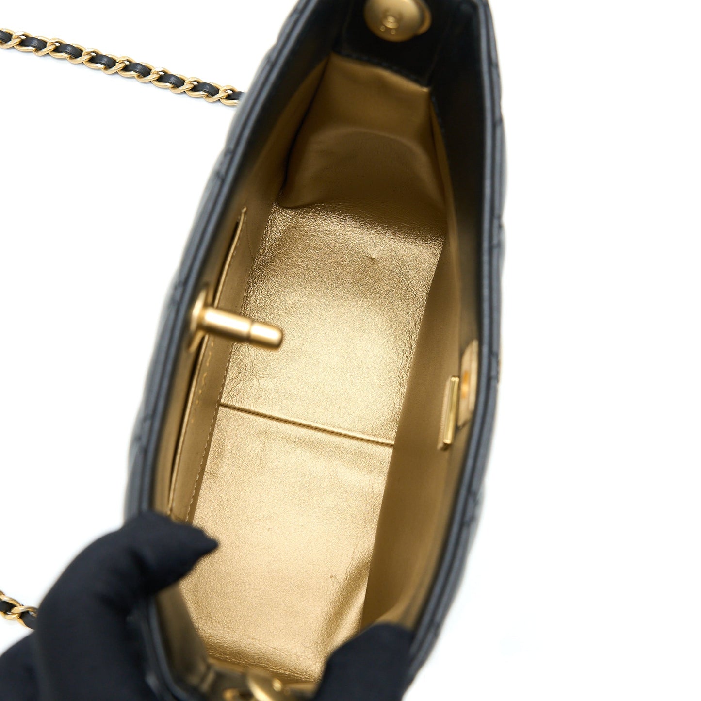 Chanel 22B Pearl Crush Hobo Bag Lambskin Black With  (Microchip)