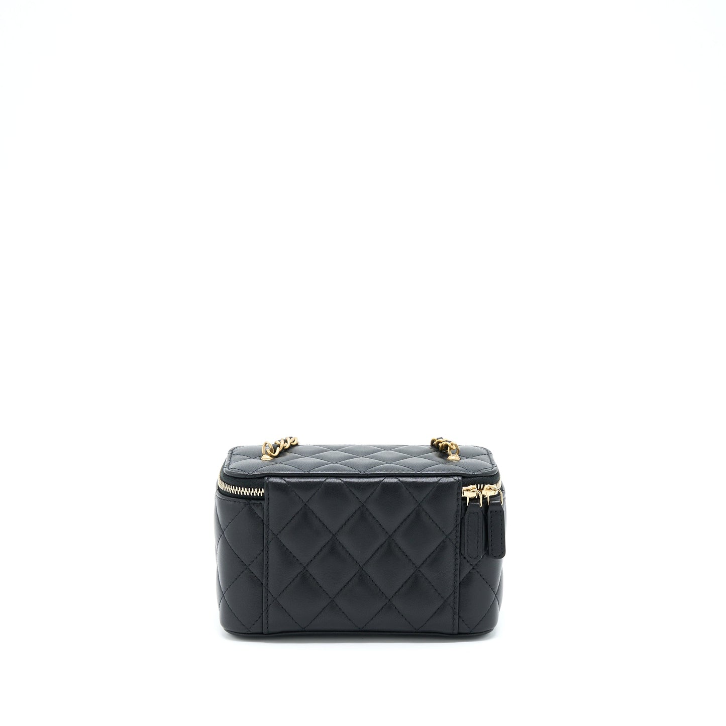 Chanel 22B Pearl Crush Long Vanity With Chain Lambskin Black