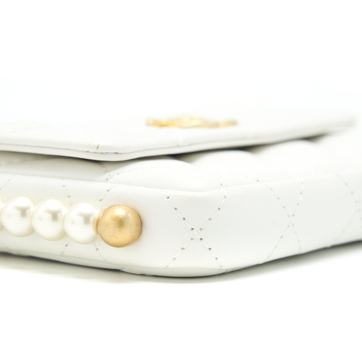 Chanel Pearl Crush Mini Crossbody Bag Lambskin White