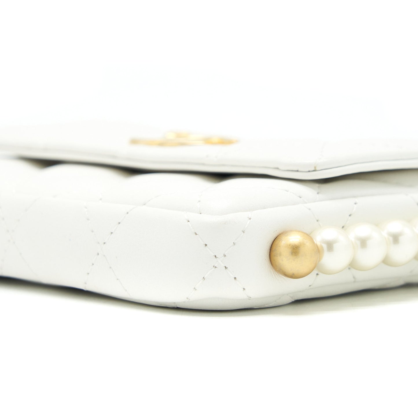 Chanel Pearl Crush Mini Crossbody Bag Lambskin White