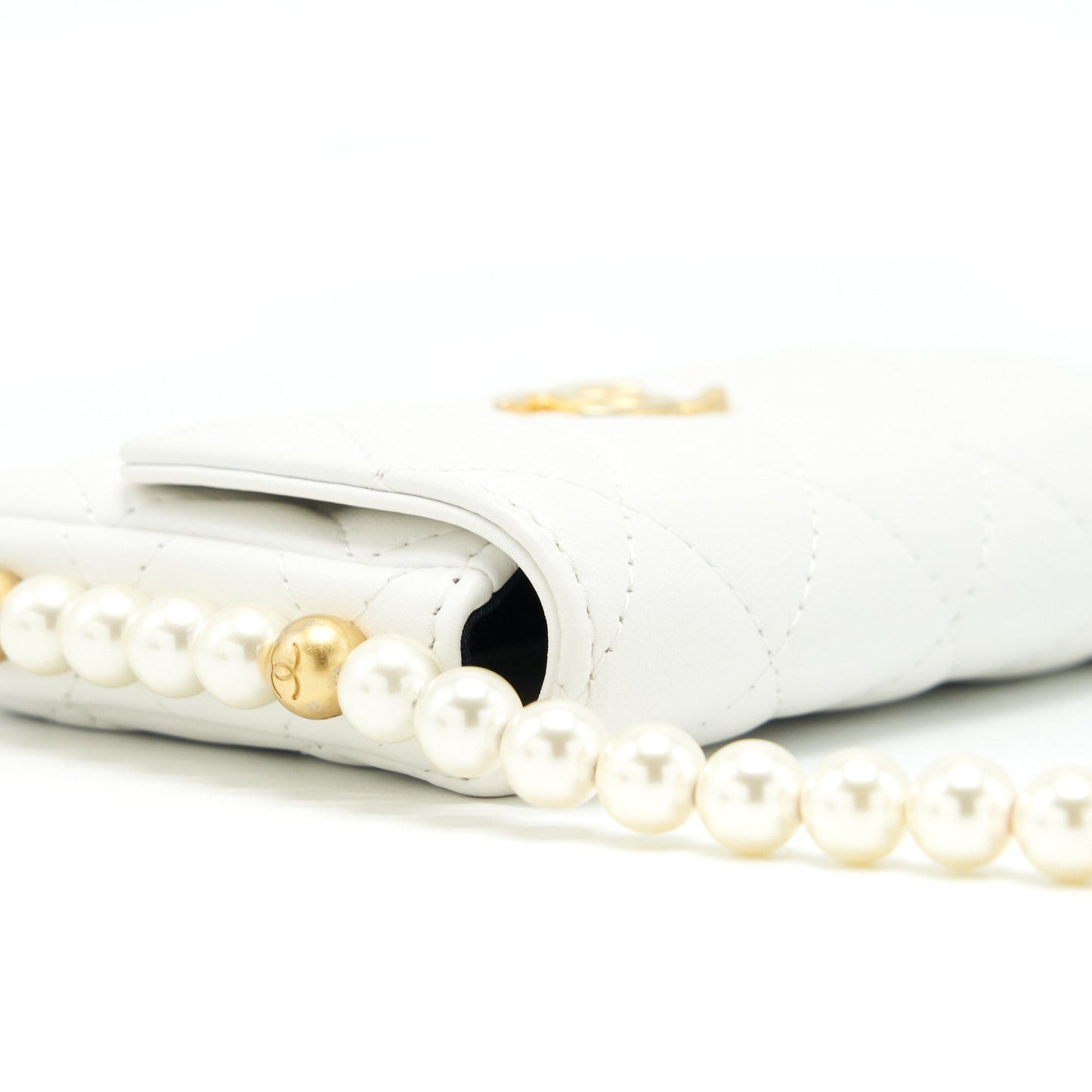 Chanel Pearl Crush Mini Crossbody Bag Lambskin White