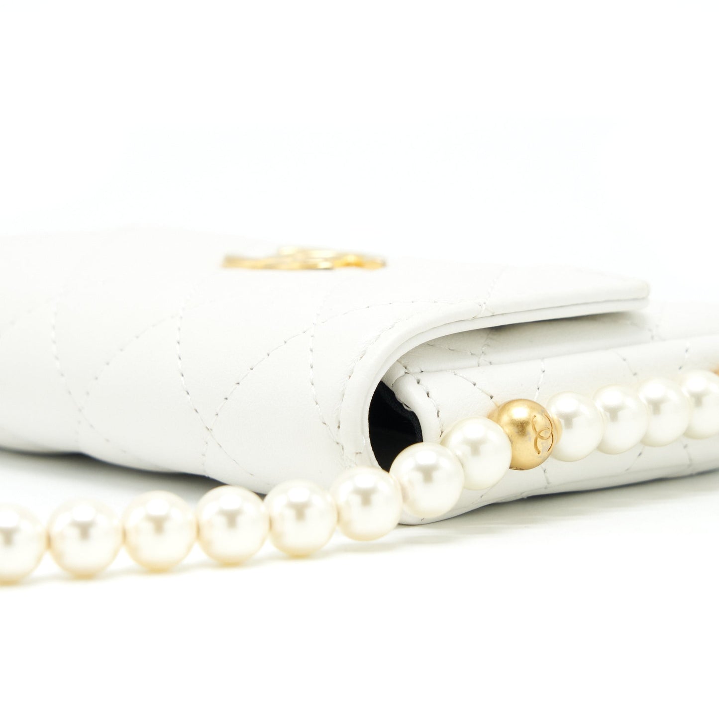 Chanel Pearl Crush Mini Crossbody Bag Lambskin White