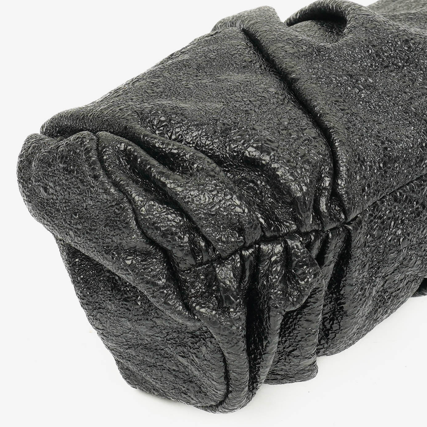 Chanel Metallic Black Leather Crackled Frame Clutch