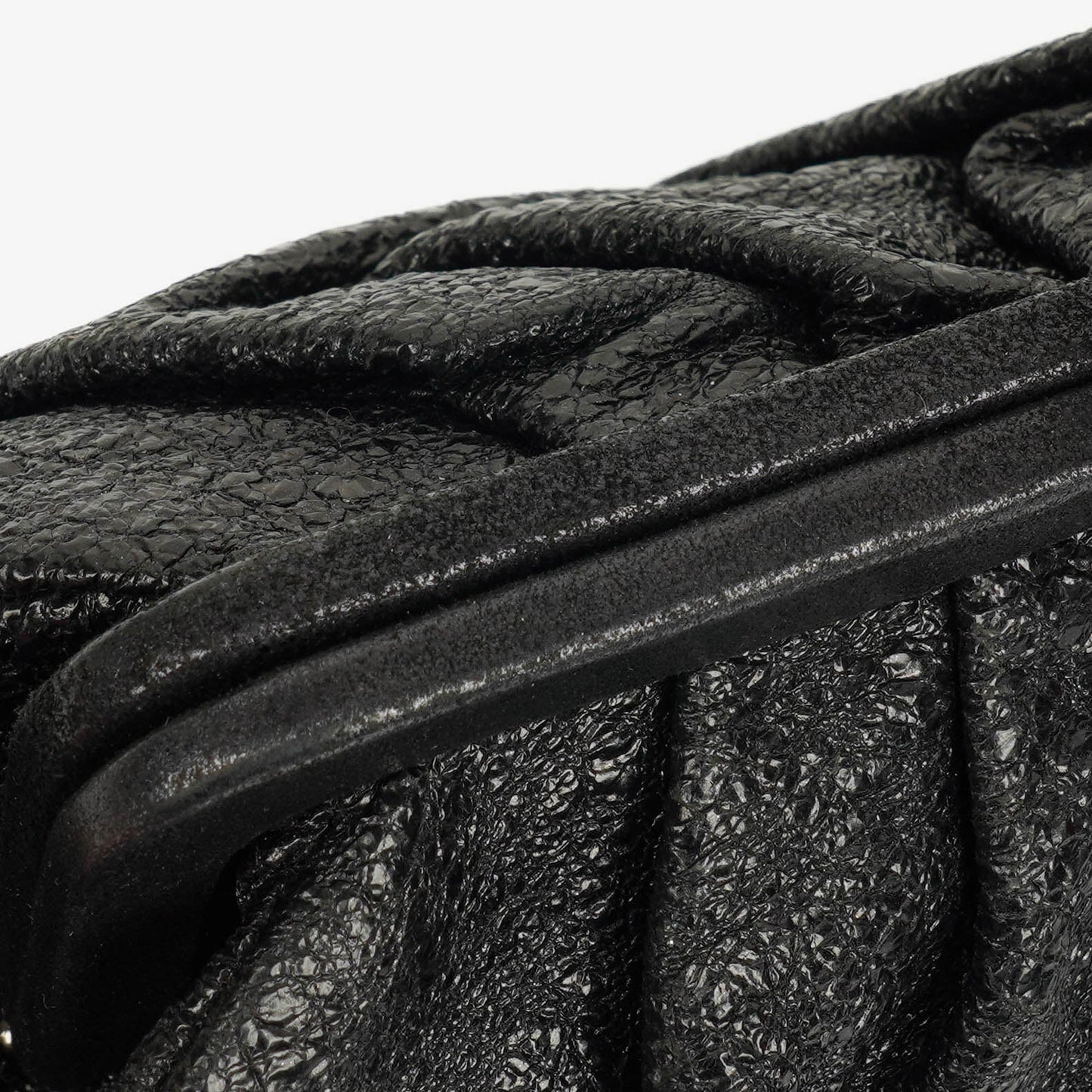 Chanel Metallic Black Leather Crackled Frame Clutch