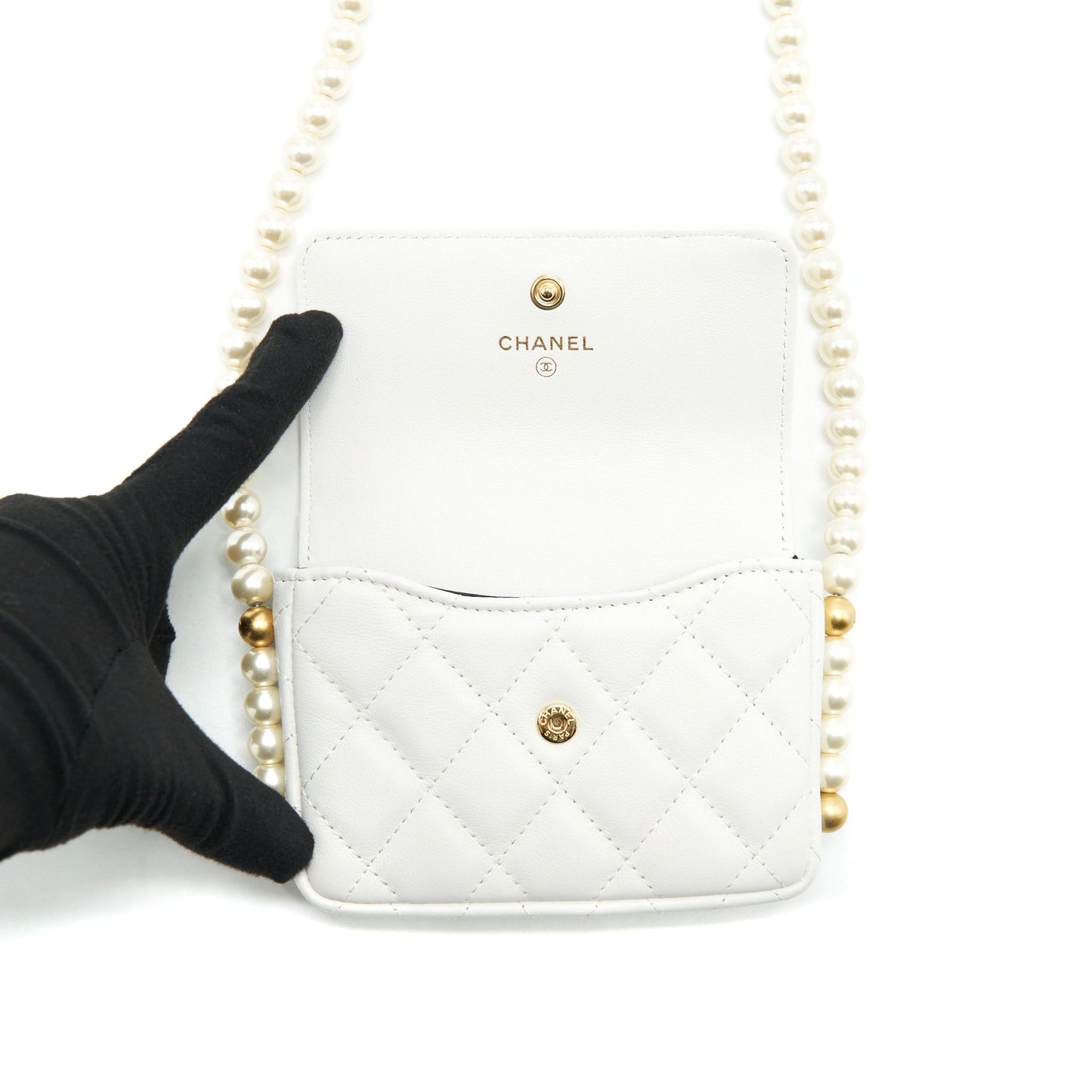 Chanel Pearl Crush Mini Crossbody Bag Lambskin White