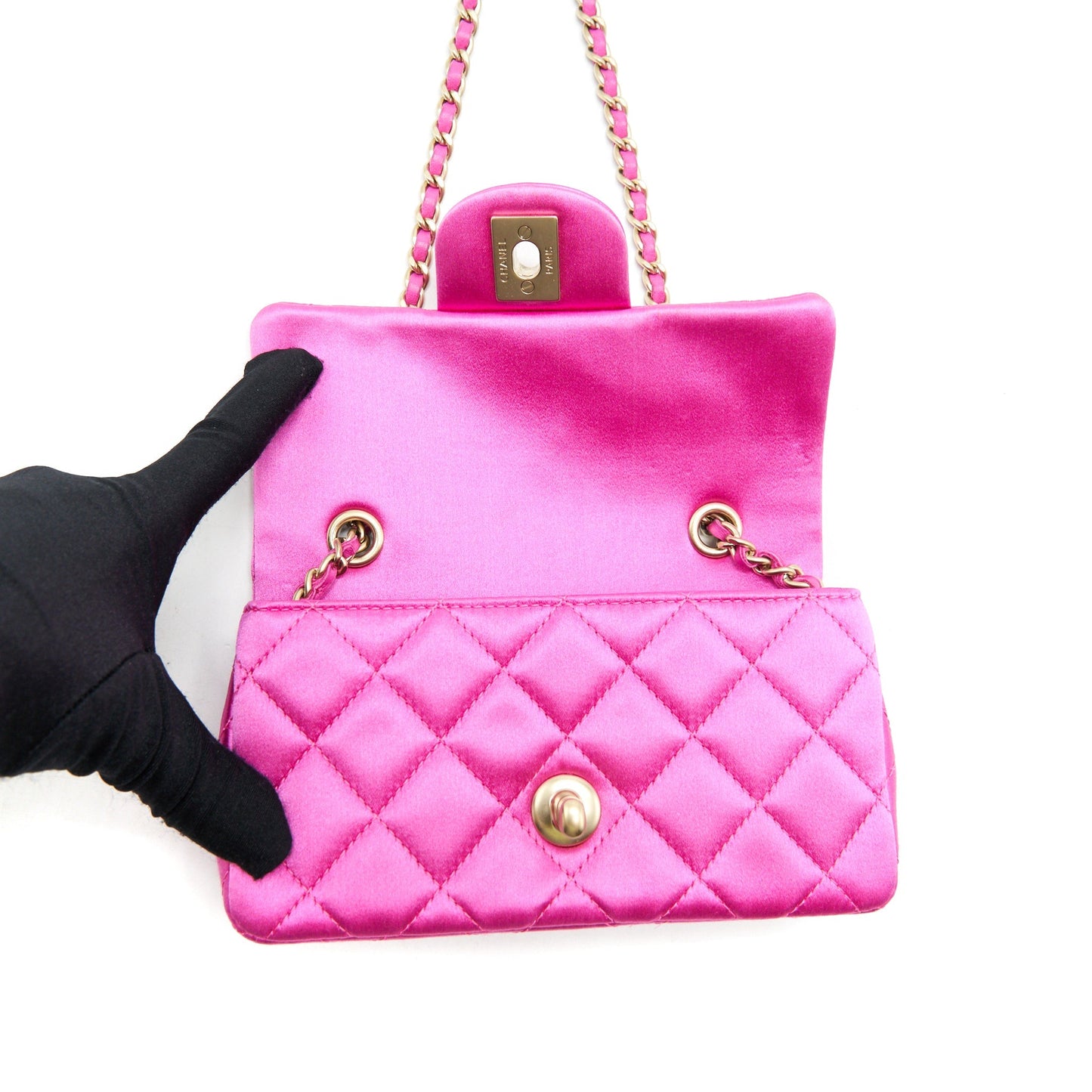 Chanel extra mini Rectangular flap Bag Silk Pink