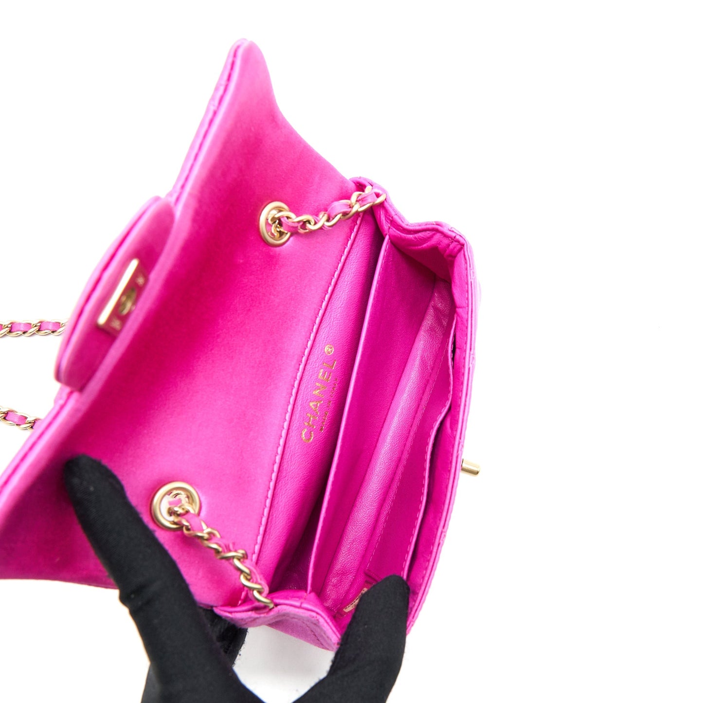 Chanel extra mini Rectangular flap Bag Silk Pink