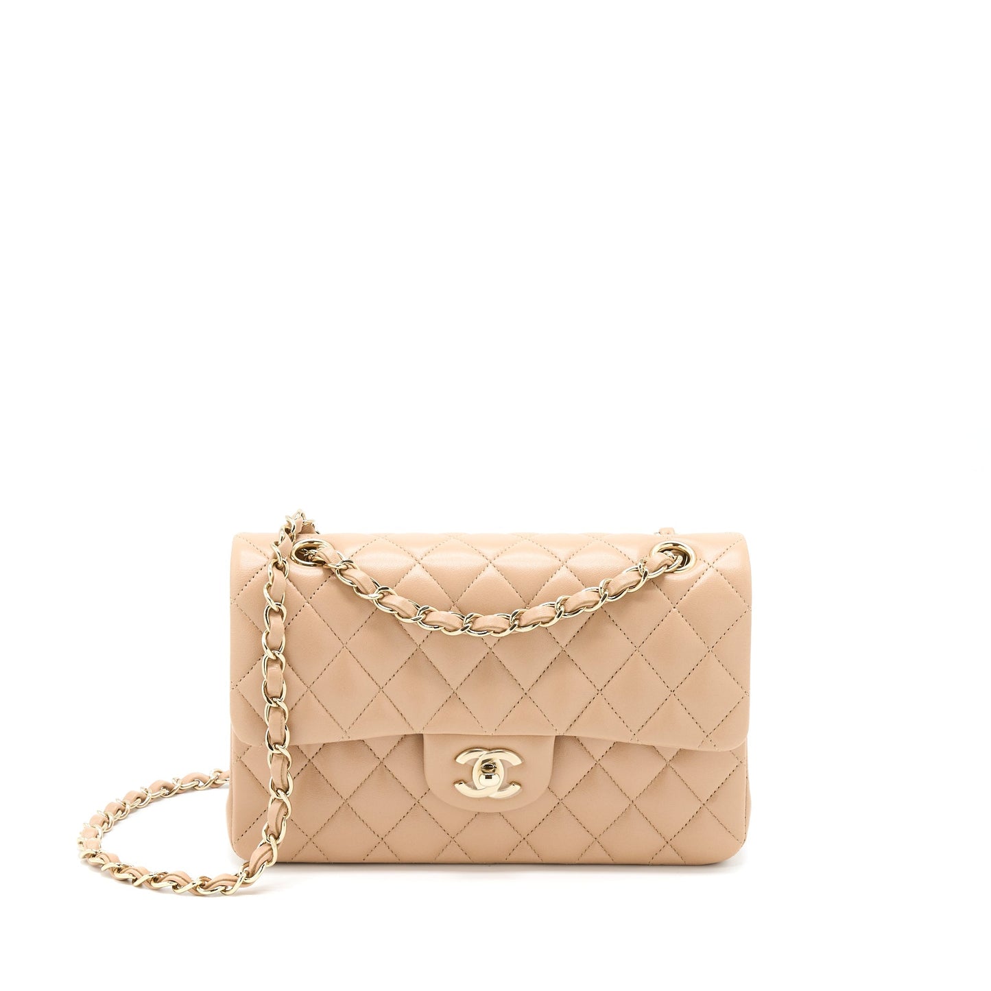 Chanel 22B Small Classic Flap Bag Lambskin Beige L