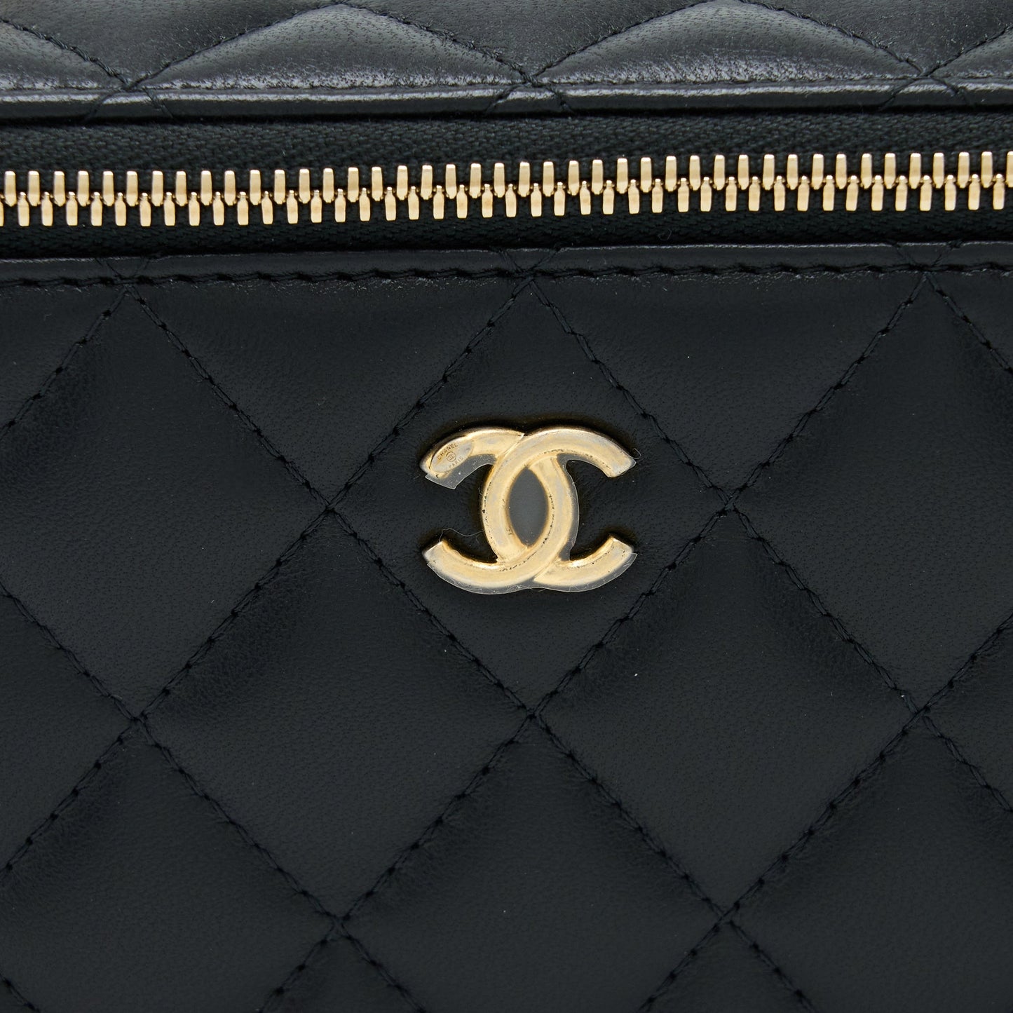 Chanel Pearl Crush Long Vanity Lambskin Black Brushed