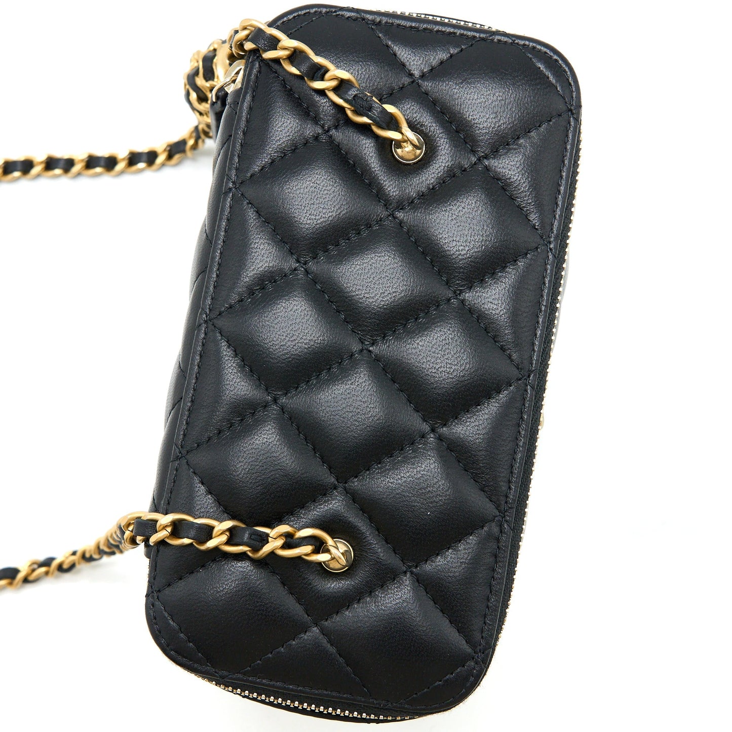 Chanel Pearl Crush Long Vanity Lambskin Black Brushed