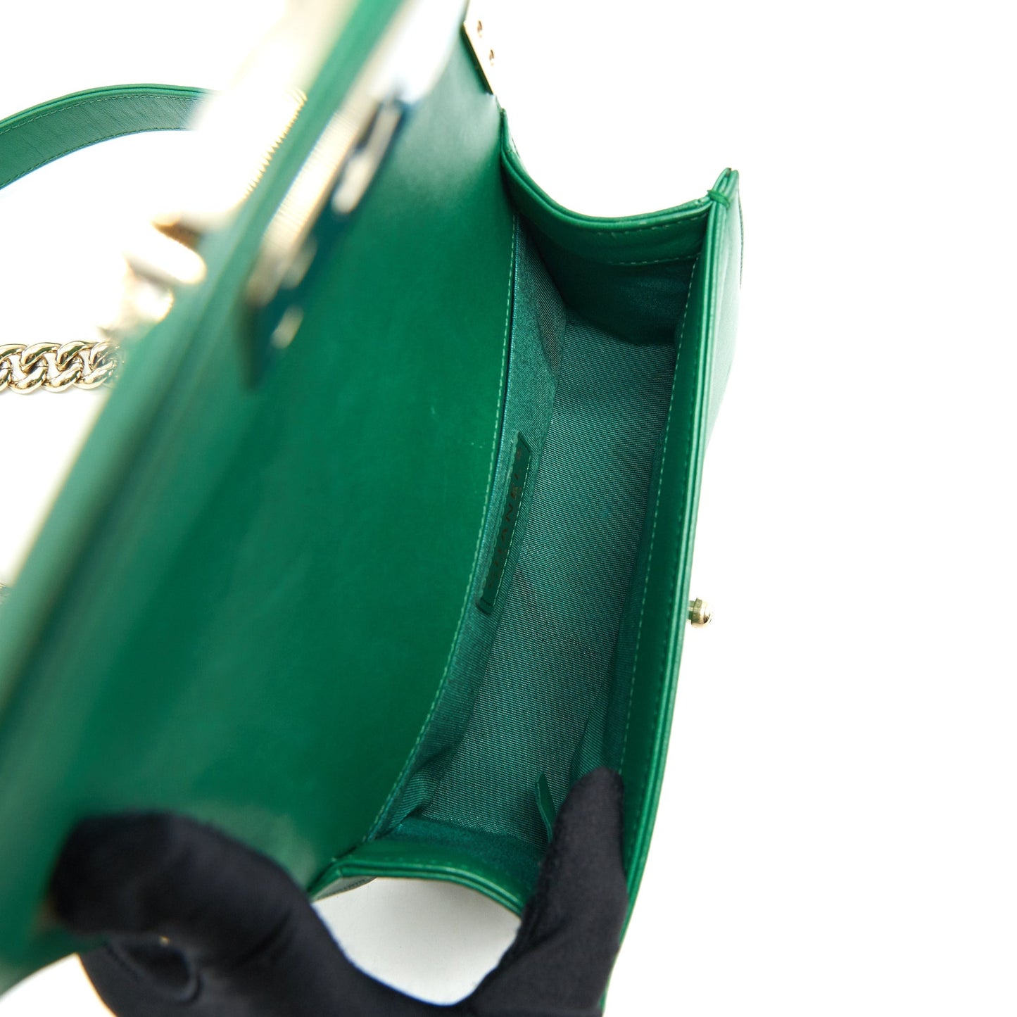 Chanel Small Boy Bag Lambskin Green L